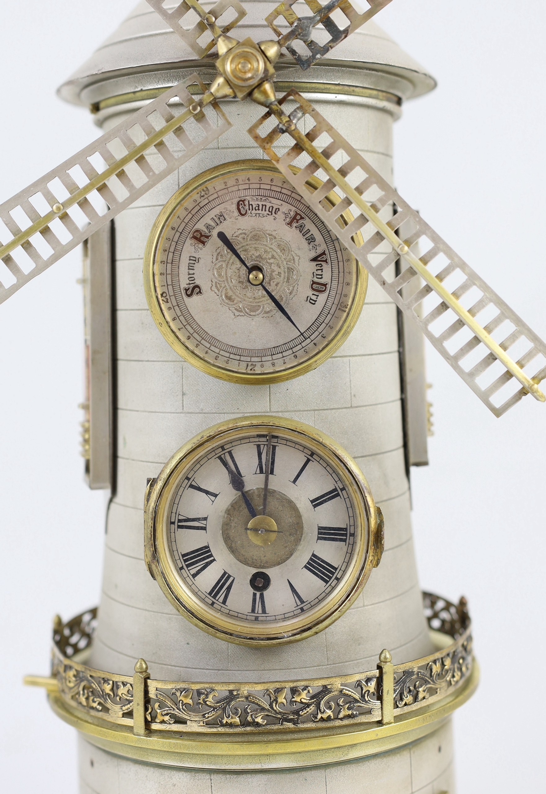 A 19th century French industrial windmill clock, by Guilmet Height 47cm.